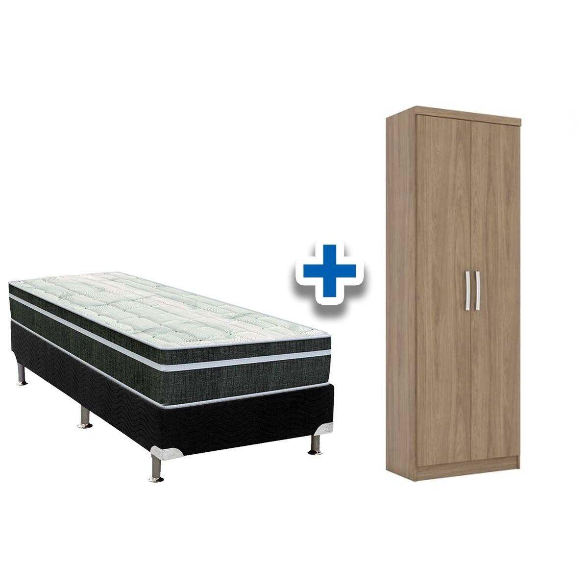 Cama Box Solteiro Crc Bonnel Orthoflex Armario Multiuso Margarida Rustico