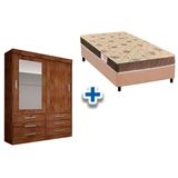 Cama Box Solteiro Colchao D33 Comfortpedic Guarda Roupa Sonare Canela