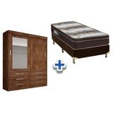 Cama Box Solteiro Colchao Light Ortobom Guarda Roupa Sonare Canela