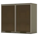 Armario Aereo 80 Cm 2 Portas De Vidro Mdf Evy Ci55 Duna Henn