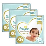 Kit Fralda Pampers Premium Care Nova Jumbo Tamanho XG 180 Unidades