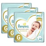 Kit Fralda Pampers Premium Care Nova Jumbo Tamanho G 204 Unidades