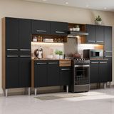 Armário De Cozinha Completa 325cm Preto/rustic Emilly Joy Madesa
