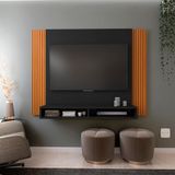 Painel Tokyo para TV até 43 polegadas com 2 nichos Cor: Preto/Ripado