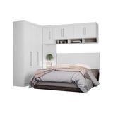 Quarto Casal Modulado Modena Iii 5 Pecas 1 Armario Aereo 2 Guarda Roupas 2 Complementos Qcm56 Branco Demobile