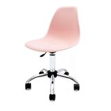 Cadeira Eames Office Rosa Empório Tiffany Base Em Aço Cromado