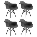 Conjunto Com 4 Cadeiras Eames Com Braço Konkret Empório Tiffany Base Em Polipropileno