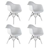 Conjunto Com 4 Cadeiras Eames Com Braço Branca Empório Tiffany Base Em Polipropileno