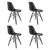 Conjunto Com 4 Cadeiras Eames Preta Empório Tiffany Base Em Polipropileno