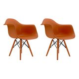 Conjunto Com 2 Cadeiras Eames Com Braço Terracota Empório Tiffany Base Em Polipropileno