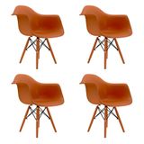 Conjunto Com 4 Cadeiras Eames Com Braço Terracota Empório Tiffany Base Em Polipropileno