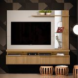 Painel Para Tv Ripado Com Porta Mandonie Carvalho Off White