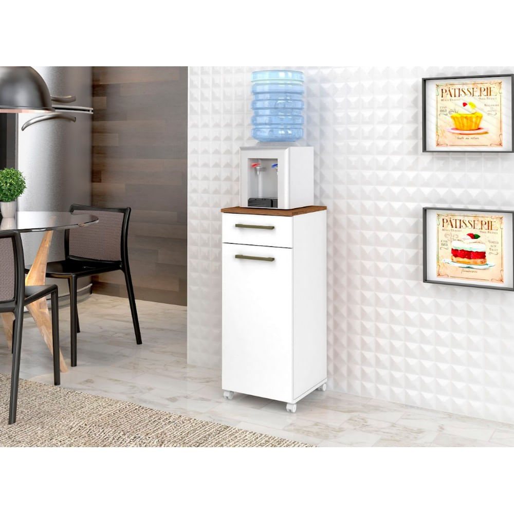 Armário Multiuso Com Rodizio Clean Com 1 Porta E 1 Gaveta Zanzini