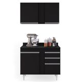 Armário Aéreo Indiana E Balcão Gabinete 100cm Luziania Preto - Lumil