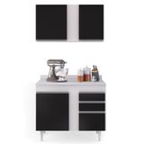 Armário Aéreo Indiana E Balcão Gabinete 100cm Luziania Branco/preto - Lumil