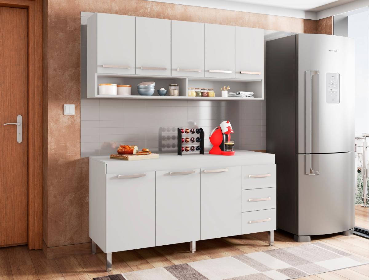 Armario Aereo E Balcao De Cozinha Branco Bela Casa