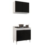 Armário Aéreo Califórnia E Balcão Para Cooktop Flórida Branco/preto - Lumil