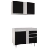 Armário Aéreo Luziania E Balcão Para Pia 100cm Indiana Branco/preto - Lumil