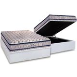 Cama Box Bau Casal Colchao Molas Ensacadas Paropas Masterpocket Blue Base Crc Courano White 138x188