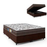 Cama Box Casal Queen Baú Colchão Espuma Orthoface Polar 158x198x66cm Marrom - Suporta Até 120kg Por Pessoa