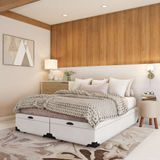 Base Para Cama Box Queen Madalynn Com Baú Corino (45x158x198) Branca