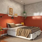 Base Para Cama Box Queen Maddux Com Baú Corino (45x158x198) Branca