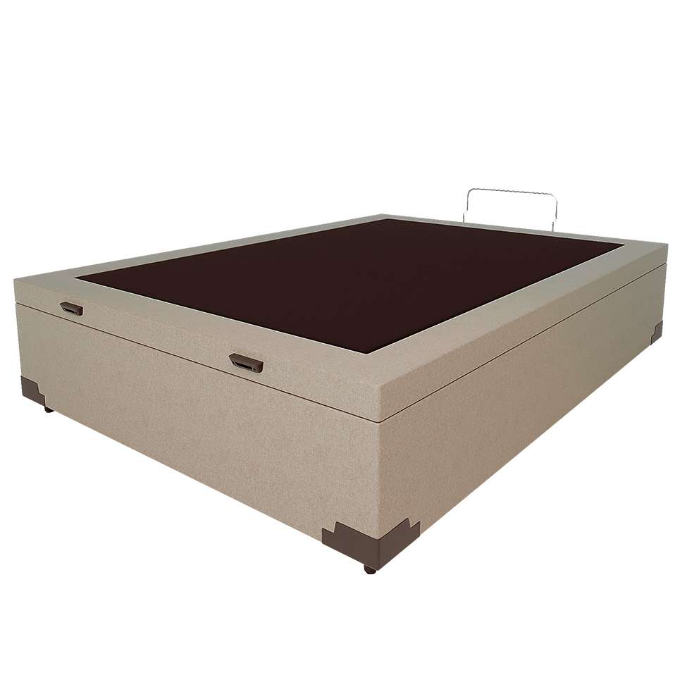 Base Para Cama Box Casal Martin Premium Com Baú Linho (47x138x188 Cm) Cru