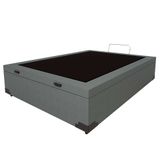 Base Para Cama Box Casal Martin Premium Com Baú Linho (47x138x188 Cm) Cinza