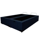 Base Para Cama Box Queen Martin Premium Com Baú Linho (47x158x198 Cm) Azul Marinho