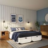 Base Para Cama Box Queen Maci Com Baú Corino (45x158x198) Branca