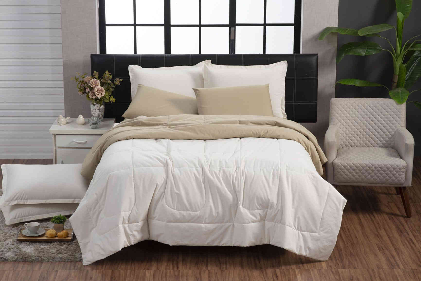 Kit Edredom Queen Jogo De Cama Premium 100% Algodão 200 Fios