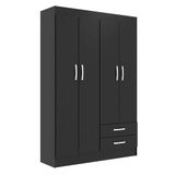 Guarda-Roupa Solteiro Atalaia 4 Portas 2 Gavetas Preto
