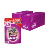 Kit Ração Úmida Whiskas Sachê Carne Ao Molho Para Gatos Filhotes - 40 Unidades