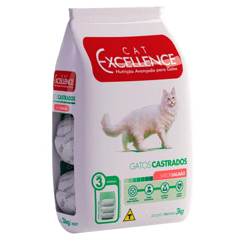 Ração Seca Cat Excellence Salmão Para Gatos Adultos Castrados - 3 Kg