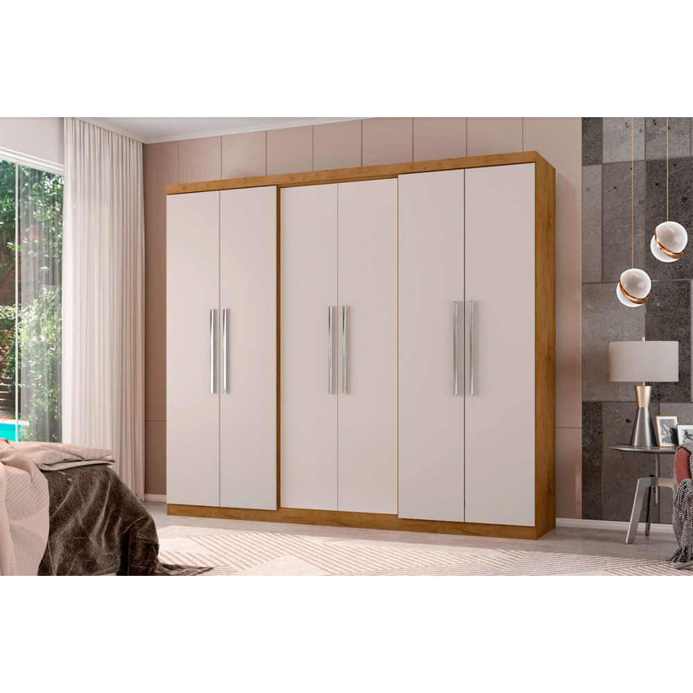 Guarda Roupa Casal 6 Portas 4 Gavetas Com Pés News 6000-50 Araplac