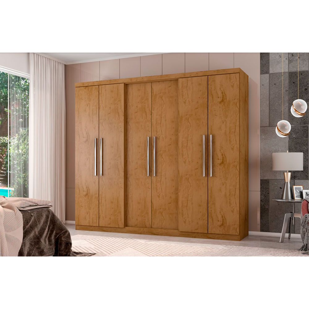 Guarda Roupa Casal 6 Portas 4 Gavetas Com Pés News 6000-50 Araplac