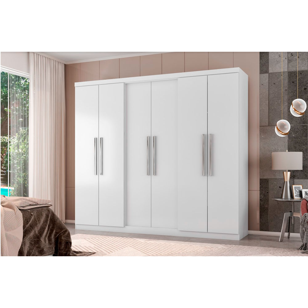 Guarda Roupa Casal 6 Portas 4 Gavetas Com Pés News 6000-50 Araplac