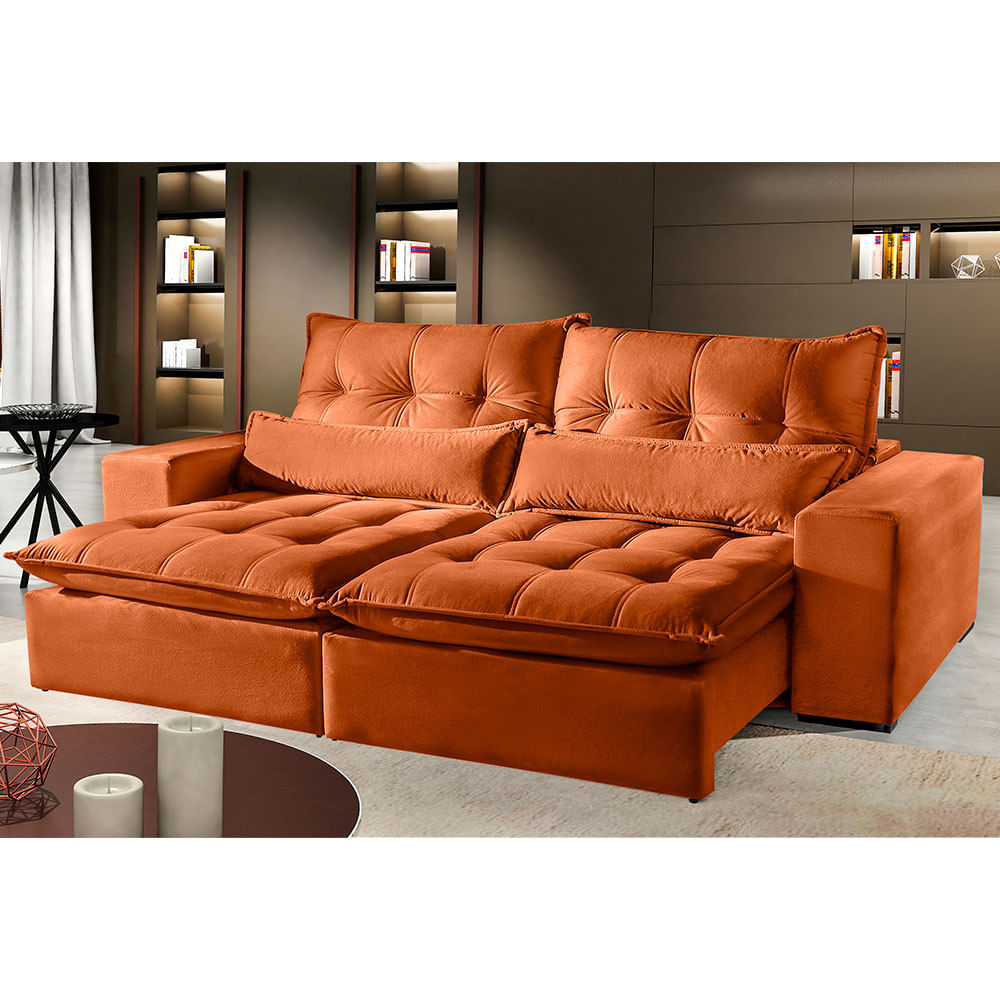 Sofá 2 Lugares Retrátil E Reclinável Máximo 2.10 Metros Veludo  Móveis Mix