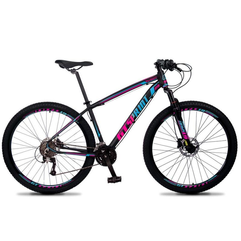 Bicicleta Gt Sprint Volcon T17 Aro 29 Susp. Dianteira 27 Marchas - Azul/preto/rosa