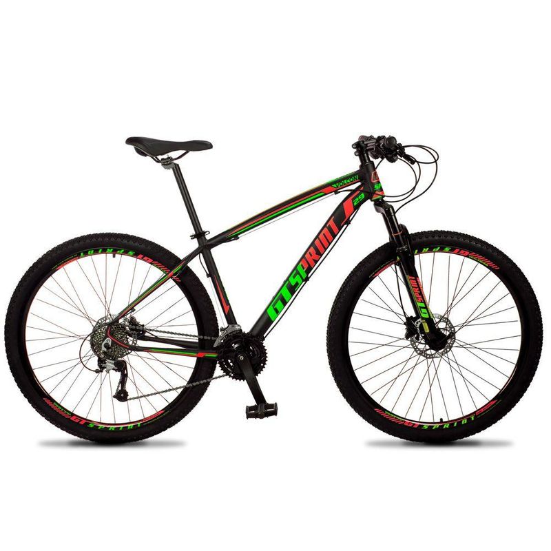 Bicicleta Gt Sprint Volcon T21 Aro 29 Susp. Dianteira 27 Marchas - Verde/vermelho