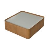 Mesa De Centro Quadrada Bira 70 Cm Madeira Maciça Mel Tampo Vidro Off White - Irimar