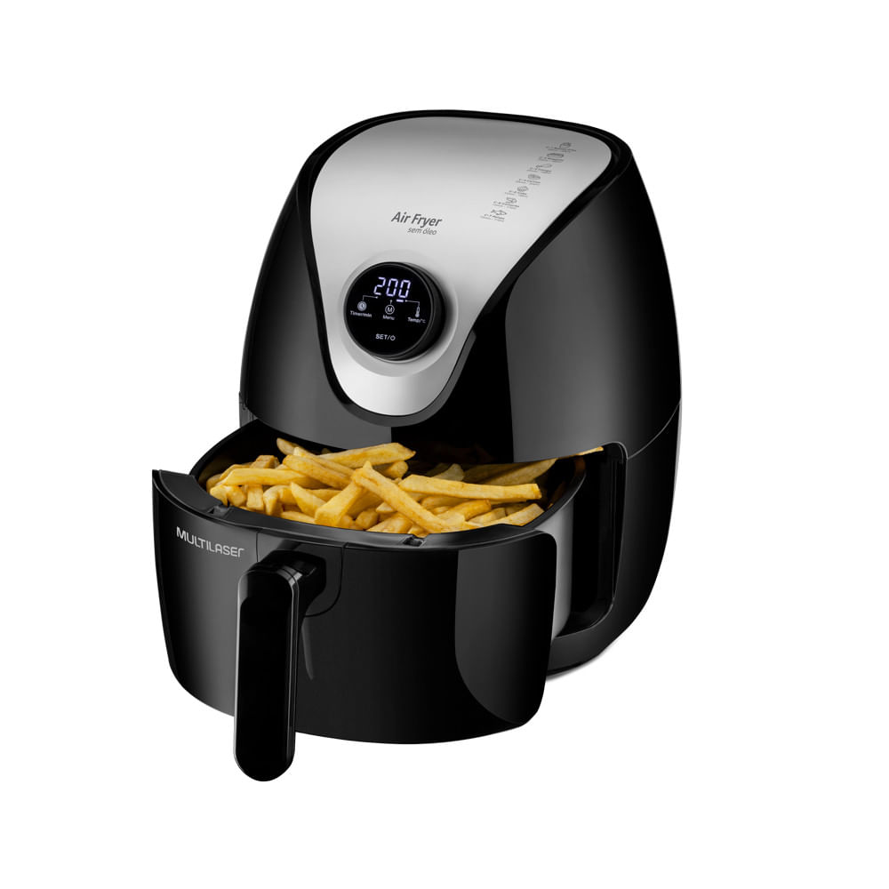 Air Fryer Fritadeira Elétrica Digital  4l Seletor Giratório, Timer 60min, Temp. 200°c 1500w 220v - Multilaser Ce169