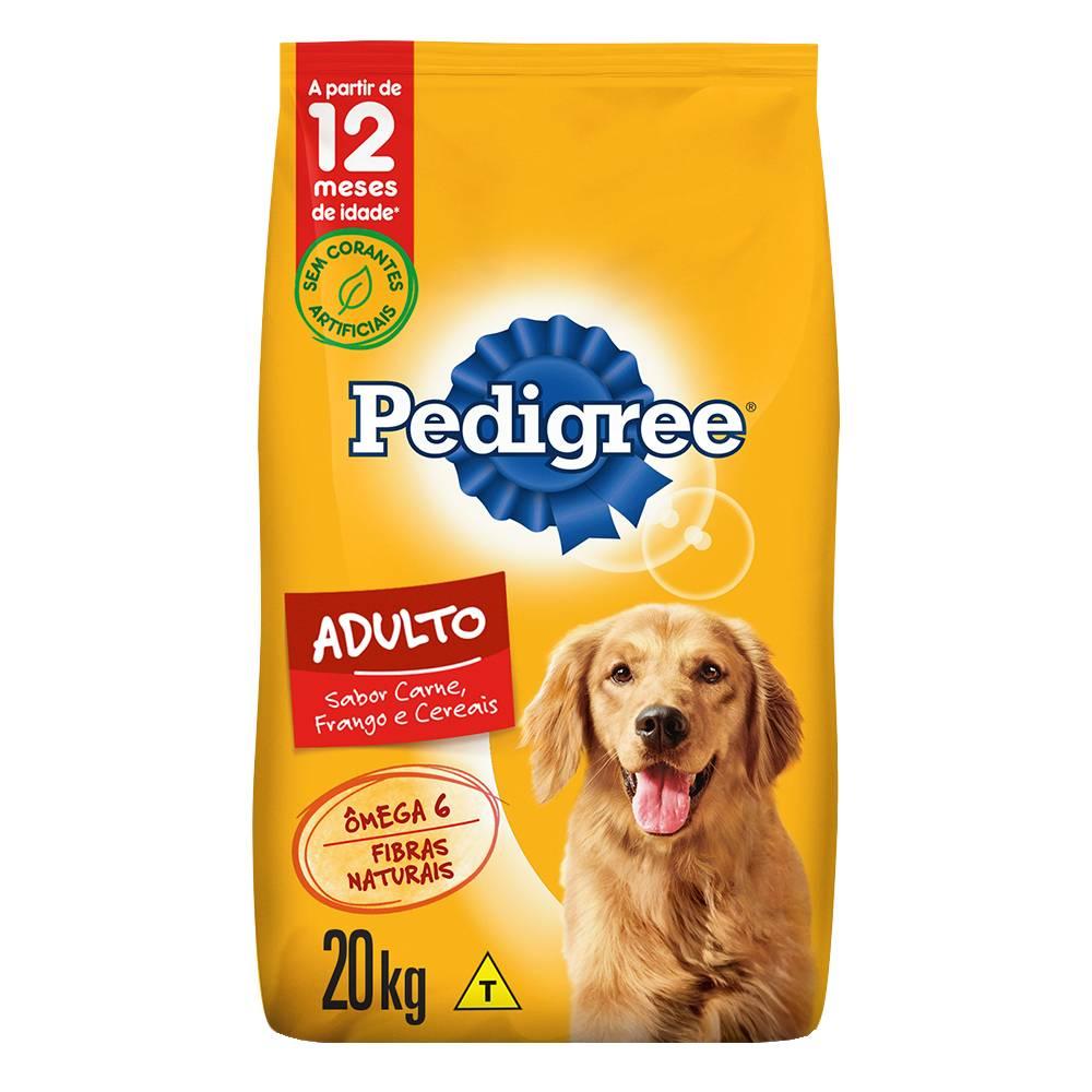 Ração Seca Pedigree Carne, Frango E Cereais Para Cães Adultos Raças Médias E Grandes - 20 Kg