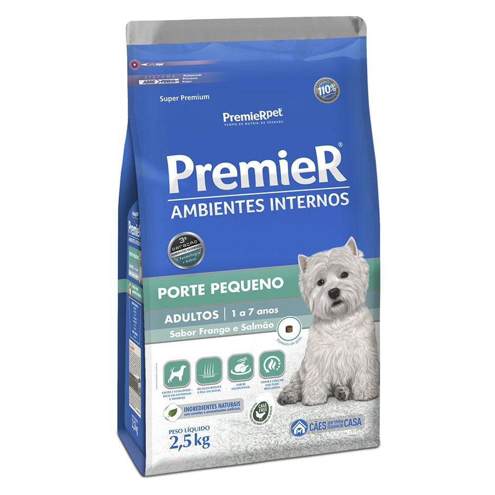 Ração Premier Pet Ambientes Internos Cães Adultos Frango E Salmão - 2,5 Kg