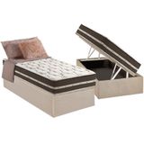 Cama Box Bau Solteiro Colchao Molas Anjos Superlastic Classic Base Crc Suede Clean 88x188