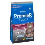 Ração Premier Pet Gatos Ambientes Internos Pelos Longos Adultos Frango - 1,5 Kg