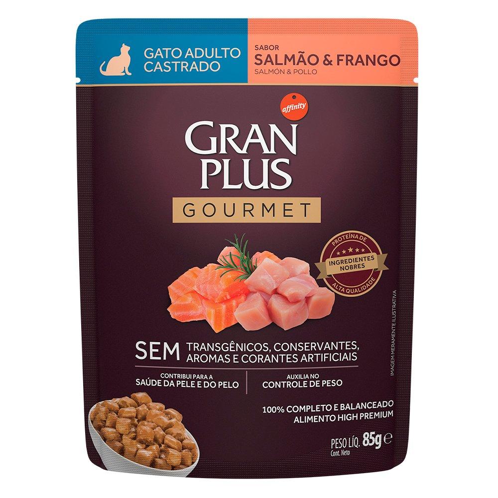 Ração Úmida Granplus Gourmet Sachê Salmão &amp; Frango Para Gatos Castrados - 85 G