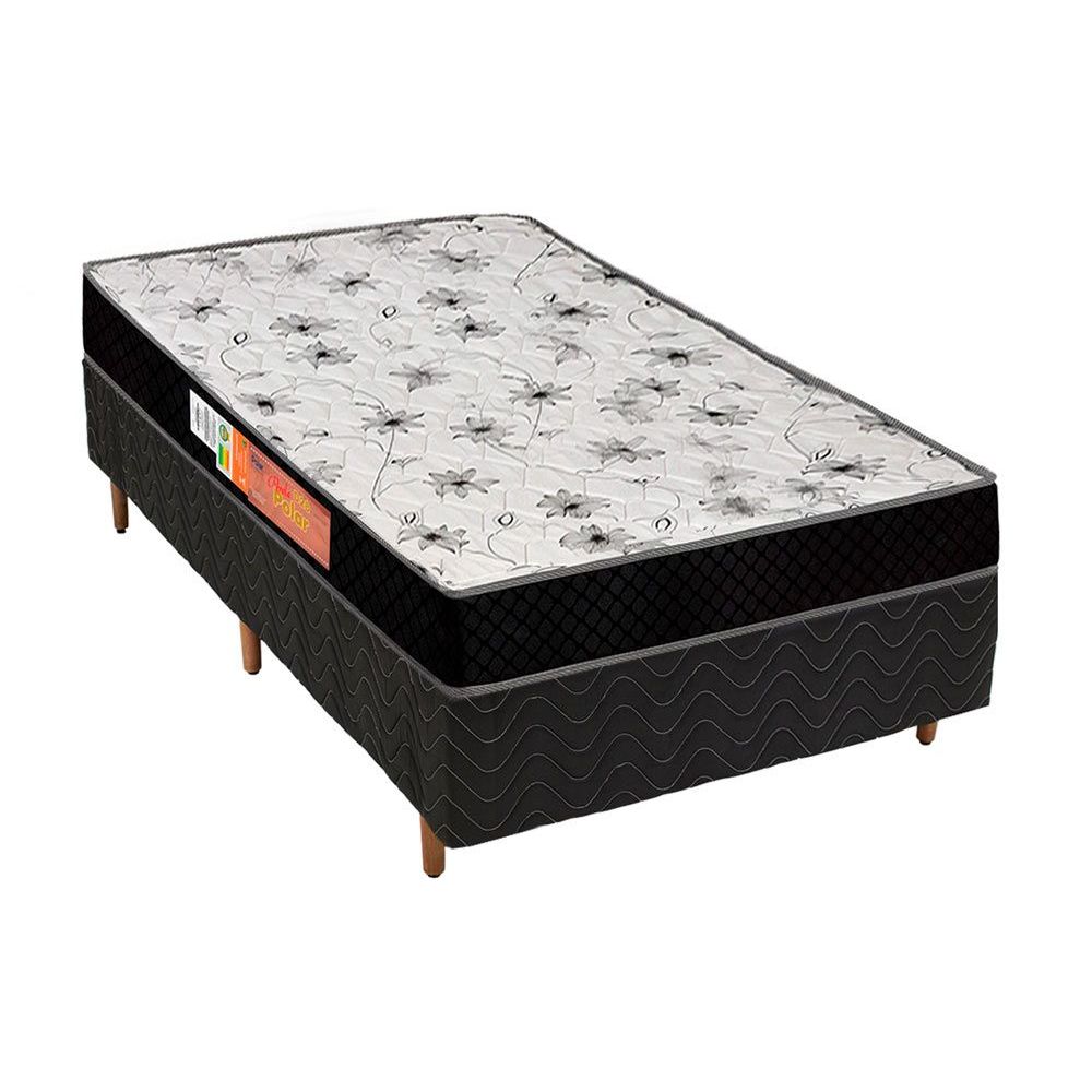 Colchão Polar D23 Pérola Class Preto+Cama Box Solteiro 88