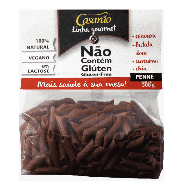 Macarrão Penne Cenoura, Batata Doce, Chia e Cúrcuma Gourmet Sem Glúten Casarão 300g