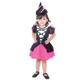 Fantasia Bruxa Encanto Rosa Vestido Bebê Com Chapéu - Halloween G